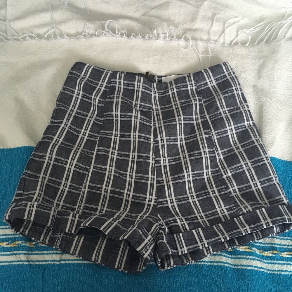 High waisted plaid shorts